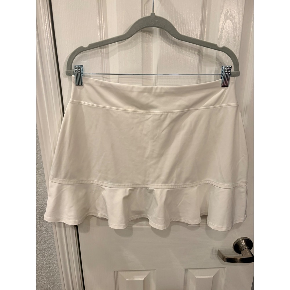Athletic Skort White Ruffle Hem Activewear Tennis Golf Skirt RN 75343